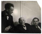 Willem Mengelberg, Richard Strauss en Hans Swarowski tijdens de pauze van de generale repeitie van Arabella van Strauss, november 1934